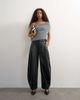 Topshop Topshop faux leather yoke detail barrel leg in black - 1