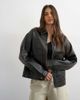 Topshop Topshop faux leather zip up jacket with patch pockets in washed black - 2