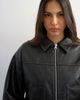 Topshop Topshop faux leather zip up jacket with patch pockets in washed black - 3