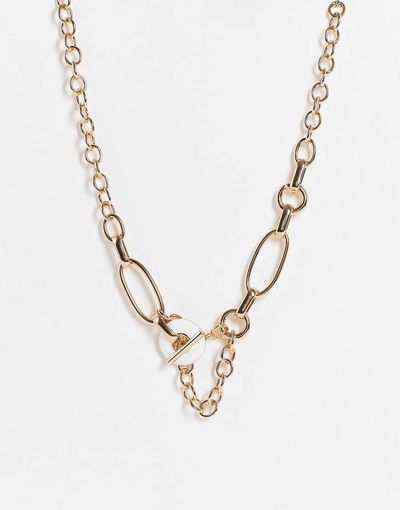 Topshop Topshop Faux pearl and beaded t bar necklace in pastel multi