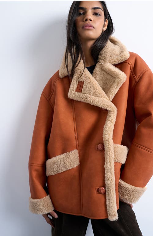 Topshop Topshop Faux Shearling Oversize Car Coat
