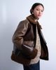 Topshop Topshop faux shearling patchwork faux leather jacket in brown - 1