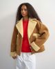Topshop Topshop faux shearling short jacket in beige-Neutral - 1