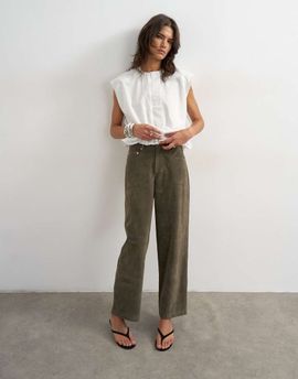Topshop Topshop faux suede cinch pants in khaki-Green