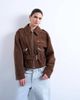 Topshop Topshop faux suede low belted biker jacket in washed brown - 1