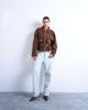 Topshop Topshop faux suede low belted biker jacket in washed brown - 3