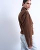 Topshop Topshop faux suede low belted biker jacket in washed brown - 4