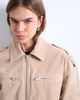 Topshop Topshop faux suede ovoid sleeve bomber jacket in stone-Neutral - 3
