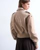 Topshop Topshop faux suede ovoid sleeve bomber jacket in stone-Neutral - 4