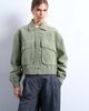 Topshop Topshop faux suede short jacket with patch pockets in sage-Green - 1