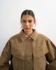 Topshop Topshop faux suede zip through bomber jacket in tan-Brown - 2