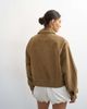 Topshop Topshop faux suede zip through bomber jacket in tan-Brown - 4