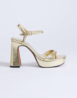 Topshop Topshop Faye platform two part high heel sandals in gold