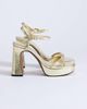 Topshop Topshop Faye platform two part high heel sandals in gold - 3