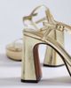 Topshop Topshop Faye platform two part high heel sandals in gold - 4