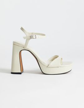 Topshop Topshop Faye platform two part high heel sandals in off white-Neutral