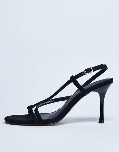 Topshop Topshop Felicity strappy high heel sandals in black faux suede