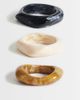 Topshop Topshop Ferdy 3 pack resin bangles in tiger, off white and black-Brown - 1
