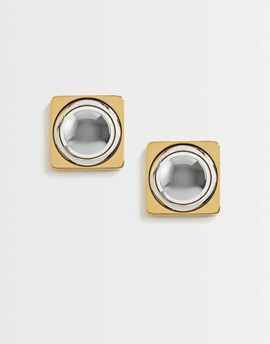 Topshop Topshop Fifi waterproof stainless steel stud 2 tone earrings in silver and gold