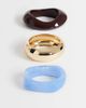 Topshop Topshop Finn 3 pack resin bangles in gold, blue and brown-Multi - 1