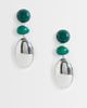 Topshop Topshop Fiona triple drop earrings in green and silver - 1