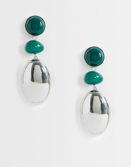Topshop Topshop Fiona triple drop earrings in green and silver