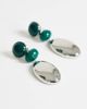 Topshop Topshop Fiona triple drop earrings in green and silver - 3