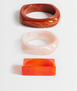 Topshop Topshop Flo 3 pack resin bangles in red, burnt orange and pink-Neutral