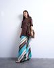Topshop Topshop floor length cupro bias maxi skirt in brown and blue stripe-Multi - 1