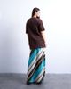 Topshop Topshop floor length cupro bias maxi skirt in brown and blue stripe-Multi - 2