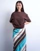 Topshop Topshop floor length cupro bias maxi skirt in brown and blue stripe-Multi - 4