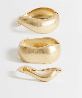 Topshop Topshop Flora 3 pack bangles in gold tone