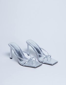 Topshop Topshop Flora strappy toe loop high heels in silver