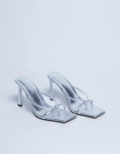 Topshop Topshop Flora strappy toe loop high heels in silver