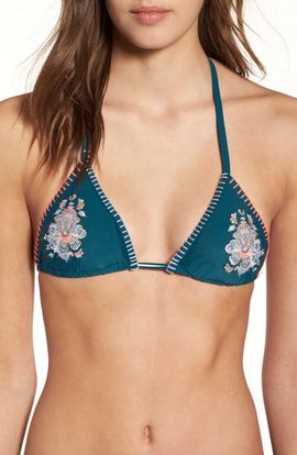Topshop Topshop Floral Embroidered Stud Triangle Bikini Top