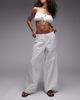 Topshop Topshop floral stitch straight leg pants in white - 1