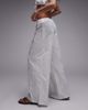 Topshop Topshop floral stitch straight leg pants in white - 4