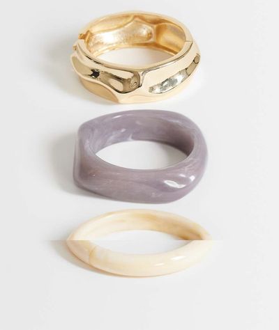 Topshop Topshop Flower 3 pack resin bangles in neutral and gold mix