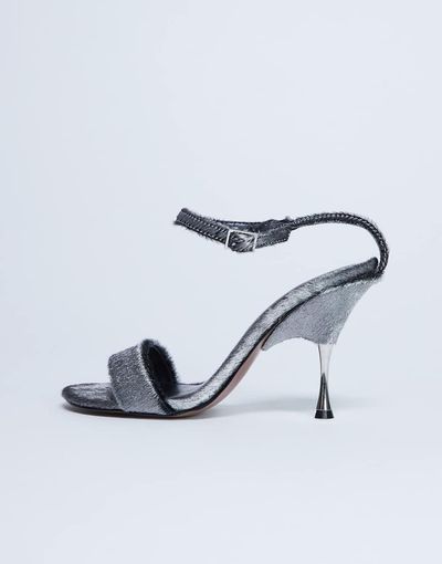 Topshop Topshop Fran real leather pony with metal high heels in silver pony