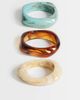 Topshop Topshop Freddie 3 pack resin bangles in cream, turquoise and brown-Multi - 1