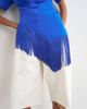 Topshop Topshop fringe trim wrap front tassel hem tee in cobalt blue-Black - 2