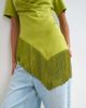 Topshop Topshop fringed wrap front tassel hem tee in olive-Green - 4