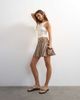 Topshop Topshop full circle pleated denim mini skirt in stripes-Brown - 1