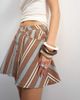 Topshop Topshop full circle pleated denim mini skirt in stripes-Brown - 2