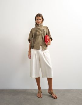 Topshop Topshop Funnel mock sleeve sports top in olive-Green