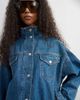 Topshop Topshop funnel neck denim jacket in green cast-Blue - 3
