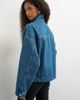 Topshop Topshop funnel neck denim jacket in green cast-Blue - 4