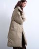 Topshop Topshop funnel neck longline belted puffer jacket in stone-Neutral - 1
