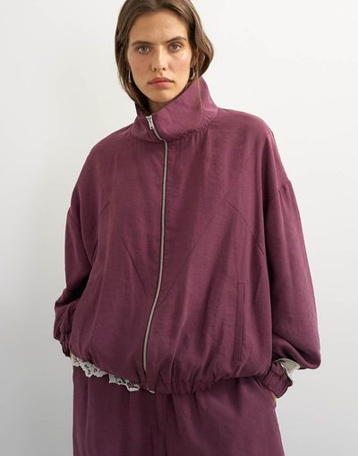 Topshop Topshop funnel neck track jacket in fig - part of a set-Red