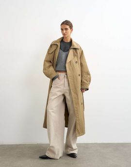 Topshop Topshop funnel neck trench in camel-Brown